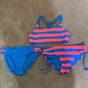 Justice pink and blue bikini (2 bottoms)